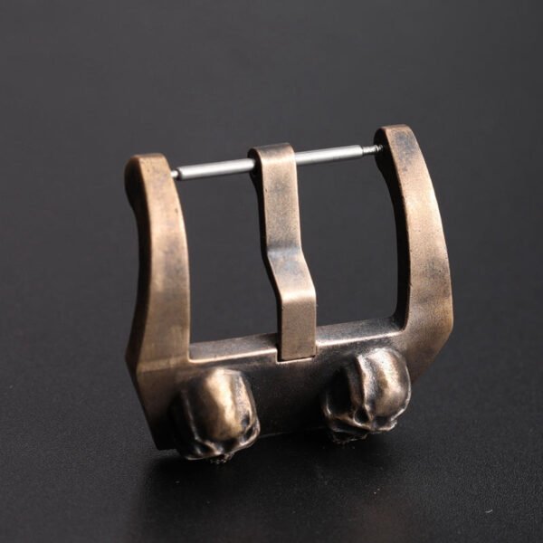 Embossed Skull Design Aged Bronze Watch Clasp - Image 3