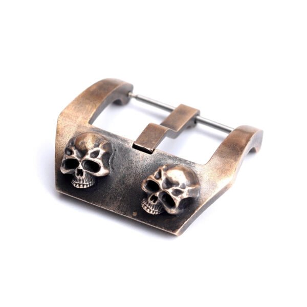 Embossed Skull Design Aged Bronze Watch Clasp - Image 5