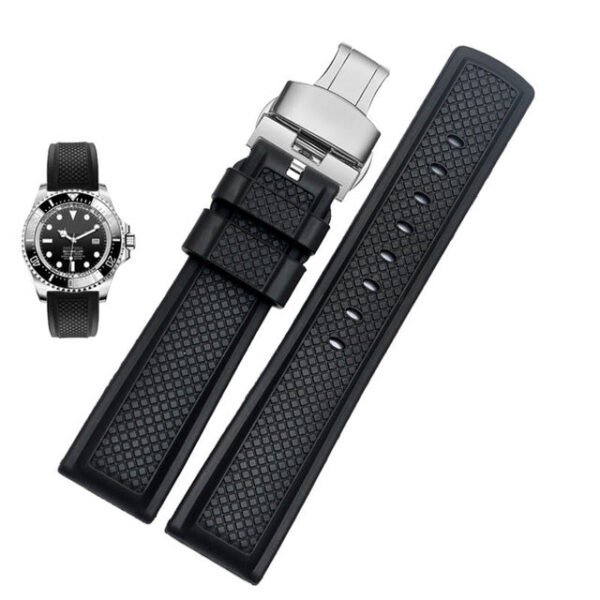 FKM Rubber Waffle Watch Strap - Image 2