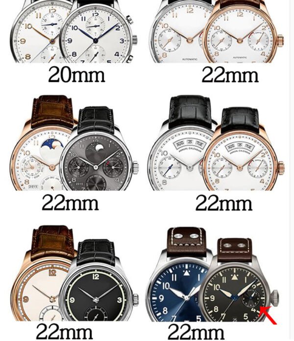 Genuine Leather Rivets Watchband For Big Pilot Watch - Image 2