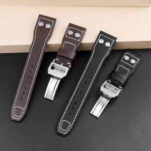 Genuine Leather Rivets Watchband For Big Pilot Watch