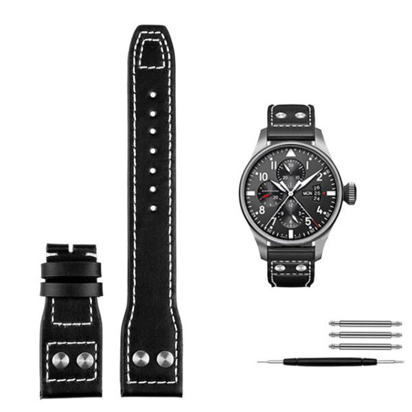 Genuine Leather Rivets Watchband For Big Pilot Watch - Image 9