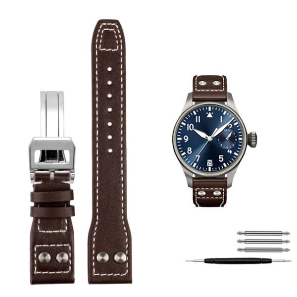 Genuine Leather Rivets Watchband For Big Pilot Watch - Image 12