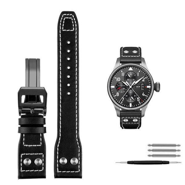 Genuine Leather Rivets Watchband For Big Pilot Watch - Image 7