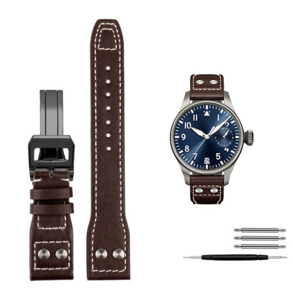 Genuine Leather Rivets Watchband For Big Pilot Watch - Image 13