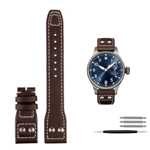 Genuine Leather Rivets Watchband For Big Pilot Watch - Image 11