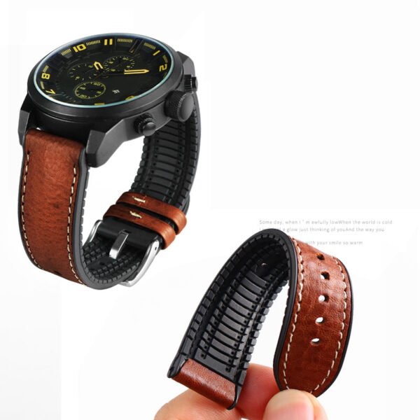 Italian Leather Fluorine Rubber Watch Bands - Image 6