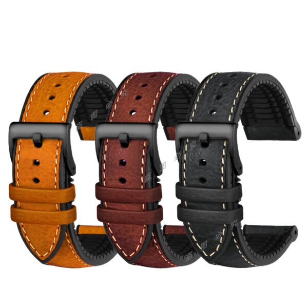 Italian Leather Fluorine Rubber Watch Bands - Image 2