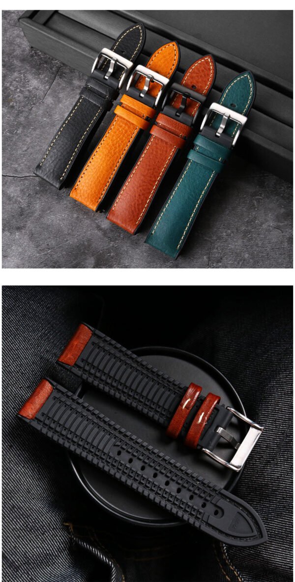 Italian Leather Fluorine Rubber Watch Bands - Image 8