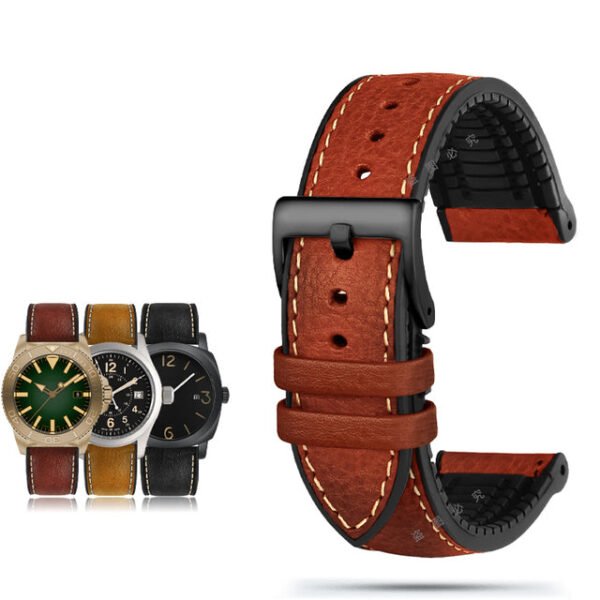 Italian Leather Fluorine Rubber Watch Bands - Image 11