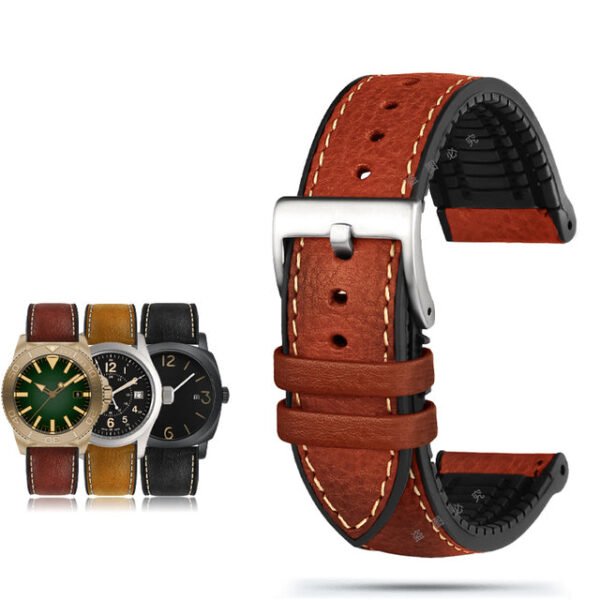 Italian Leather Fluorine Rubber Watch Bands - Image 10