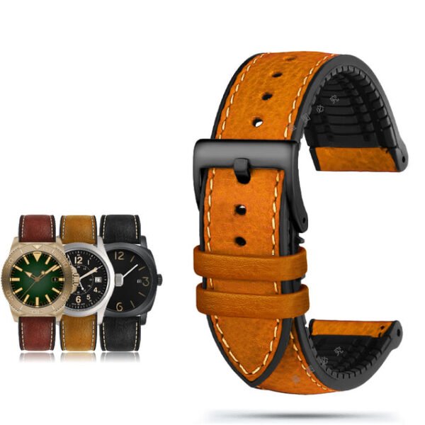 Italian Leather Fluorine Rubber Watch Bands - Image 14