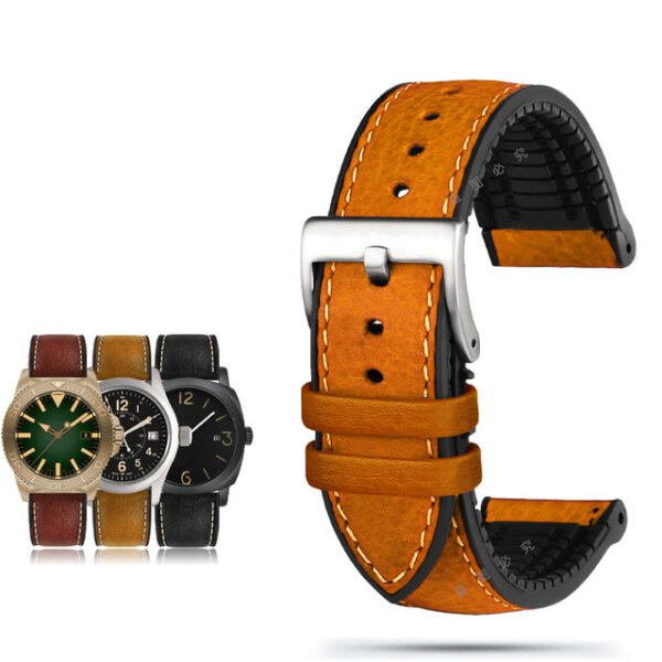 Italian Leather Fluorine Rubber Watch Bands - Image 15