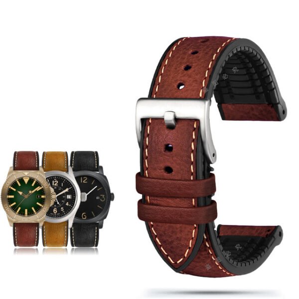 Italian Leather Fluorine Rubber Watch Bands - Image 12