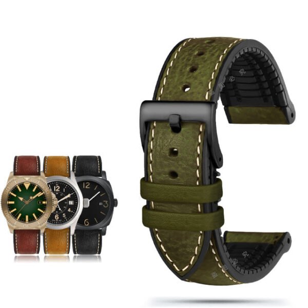 Italian Leather Fluorine Rubber Watch Bands - Image 19