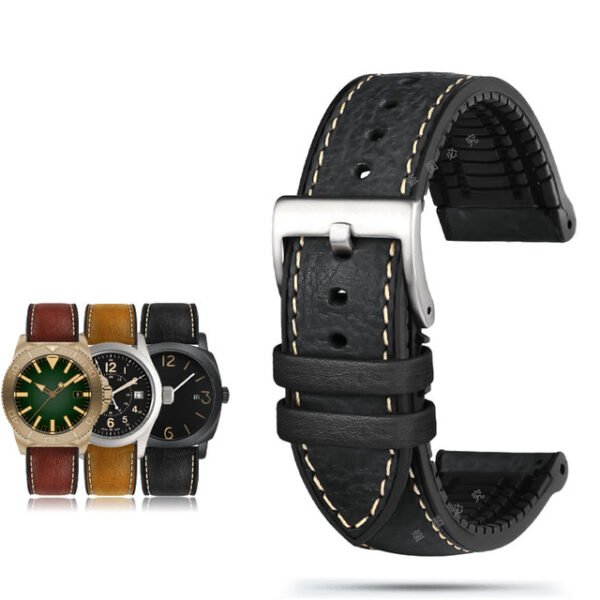 Italian Leather Fluorine Rubber Watch Bands - Image 5