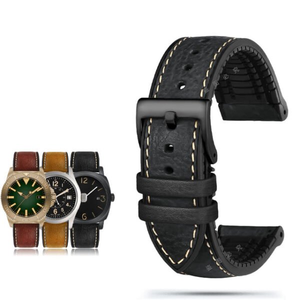 Italian Leather Fluorine Rubber Watch Bands - Image 3