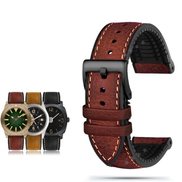 Italian Leather Fluorine Rubber Watch Bands - Image 13
