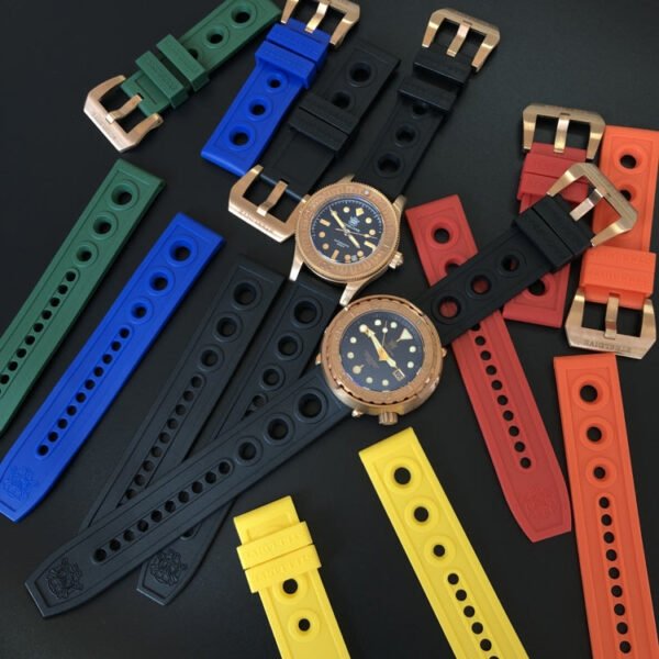 Steedive Rubber Watch Strap with Cusn8 Bronze Buckle - Image 7