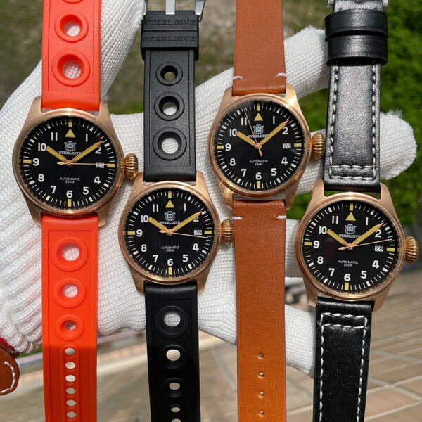 Steeldive SD1928S Bronze Pilot Watch - Onion Crown - Image 4