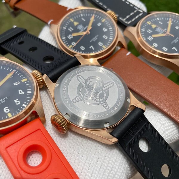 Steeldive SD1928S Bronze Pilot Watch - Onion Crown - Image 5
