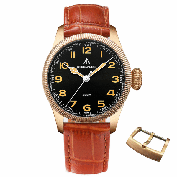 Steeldive SD1928S Bronze Pilot Watch - Onion Crown - Image 16