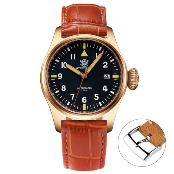 Steeldive SD1928S Bronze Pilot Watch - Onion Crown - Image 15