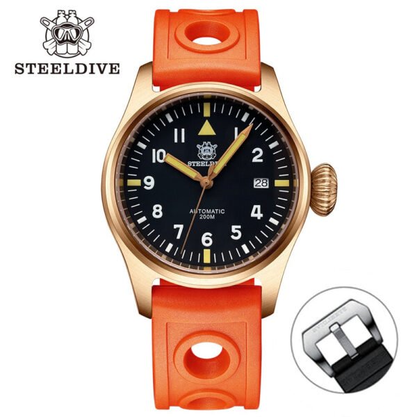 Steeldive SD1928S Bronze Pilot Watch - Onion Crown - Image 18