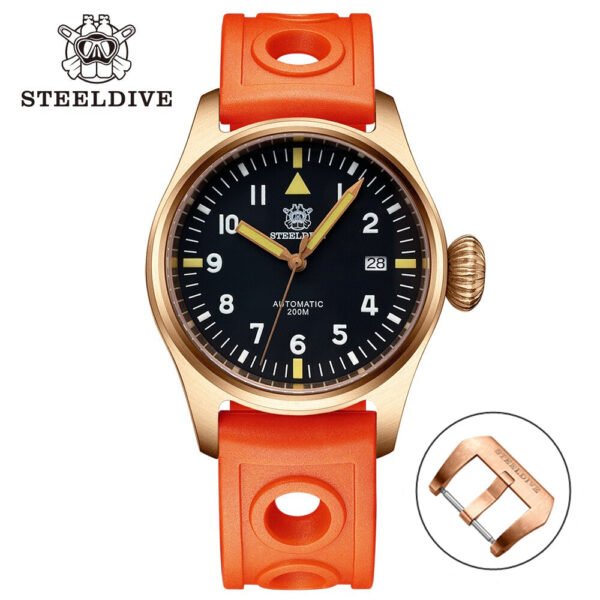 Steeldive SD1928S Bronze Pilot Watch - Onion Crown - Image 19