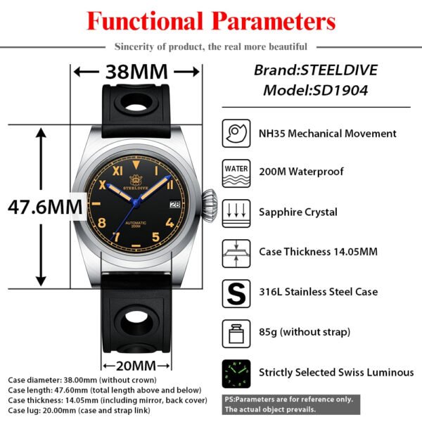 Steeldive SD1904 NH35 Vintage Military Pilot Watch - Image 13