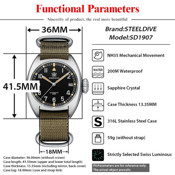 Steeldive SD1907 Automtic British Military W10 Field Watch - Image 14